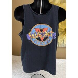 Vintage Vuarnet France 80s/90s USA Made Men’s Black Tank Top 2 Sided Print Sz L